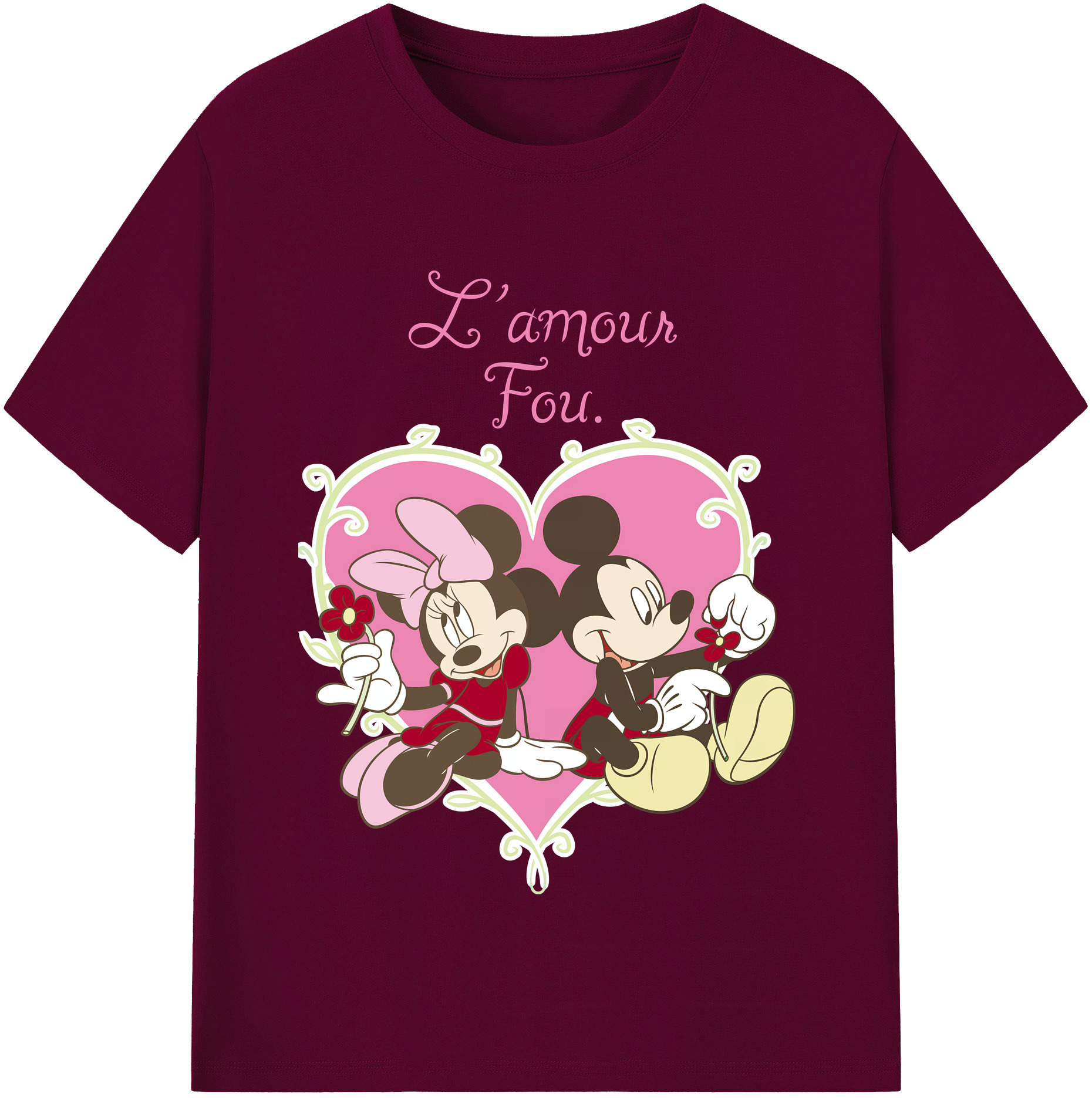 （画像用） ミッキーマウス Mickey Mouse レディースカジュアルプリントTシャツ（綿100％）